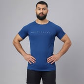 2 - MuscleBlaze Patterned Dry-Fit Active Tee Half Sleeve,  Poseidon  Small 