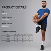 6 - MuscleBlaze Patterned Dry-Fit Active Tee Half Sleeve,  Poseidon  Small