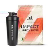 1 - Myprotein Impact Whey Protein 2.2 lb Chocolate Smooth & Pro Metal Shaker Combo,  700 ml  Black 