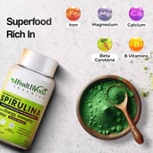6 - Health Veda Organics Spirulina,  120 veggie capsule(s) 