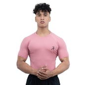 1 - Athflex Men's Half Sleeve Edge Compression T-Shirt,  Small  Cameo Pink 