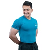 3 - Athflex Men's Half Sleeve Edge Compression T-Shirt,  XXL  Scuba Blue 