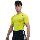 2 - Athflex Men's Half Sleeve Edge Compression T-Shirt,  Small  Neon Yellow 