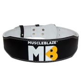 2 - MuscleBlaze Weightlifting Leather Belt, Black 4 Inch Large