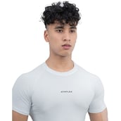 5 - Athflex Men's Half Sleeve Ace Compression T-Shirt, Large White