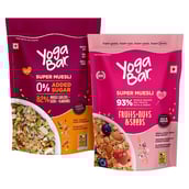 1 - Yogabar Super Muesli Combo Pack,  400 g  (Whole Grains + Seeds + Almonds) & (Fruits + Nuts & Seeds) 