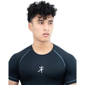 6 - Athflex Men's Muscle Fit Half Sleeve Textured Compression T-Shirt, XL Black