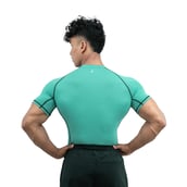 5 - Athflex Men's Muscle Fit Half Sleeve Textured Compression T-Shirt,  Small  Bayside Green 