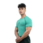 4 - Athflex Men's Muscle Fit Half Sleeve Textured Compression T-Shirt,  Medium  Bayside Green 