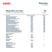 9 - GNC Mega Men One Daily Multivitamin,  60 tablet(s)  Unflavoured 