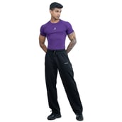 6 - Athflex Men's Muscle Fit Half Sleeve Textured Compression T-Shirt, Small Purple