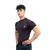 3 - Athflex Men's High-Neck Compression T-Shirt, Small Aubergine