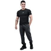 7 - Athflex Men's Slim Fit Round Neck Ribbed T-Shirt, Large Black
