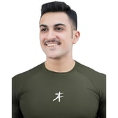 6 - Athflex Men's Slim Fit Round Neck Ribbed T-Shirt, Large Olive Green