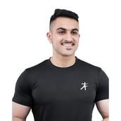 5 - Athflex Men's Round Neck Body Fit Textured T-Shirts,  Medium  Black 