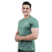 5 - Athflex Men's Round Neck Body Fit Textured T-Shirts,  Medium  Sea Green 