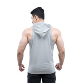 2 - Athflex Men's Activewear Training Sleeveless Gym and Sports Hoodie,  Grey  Large 