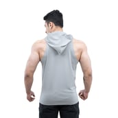 2 - Athflex Men's Activewear Training Sleeveless Gym and Sports Hoodie,  Grey  Small 