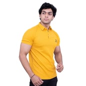 3 - Athflex Men's Regular Fit Half Sleeve Pique Polo T-Shirt,  Medium  Corn Yellow 