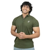 1 - Athflex Men's Regular Fit Half Sleeve Pique Polo T-Shirt,  Small  Olive Green 