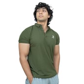 3 - Athflex Men's Regular Fit Half Sleeve Pique Polo T-Shirt,  Small  Olive Green 