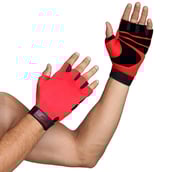 2 - SportSoul Fingerless Cycling & Gym Gloves, Red & Black Large