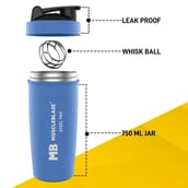 9 - MuscleBlaze Stainless Steel Shaker,  Blizzard Blue  750 ml