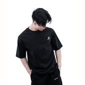 1 - Athflex Relaxed Fit Round Neck Unchained Oversize T-Shirt,  Medium  Black 