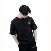 1 - Athflex Relaxed Fit Round Neck Unchained Oversize T-Shirt, XL Black