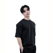 4 - Athflex Relaxed Fit Round Neck Unchained Oversize T-Shirt,  Medium  Black 