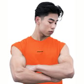 4 - Athflex Men's Sleeveless Elevate Boxy Tank,  Large  Orange 