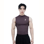 1 - Athflex Men's Sleeveless Hustle Highneck Compression Tank,  Medium  Aubergine 