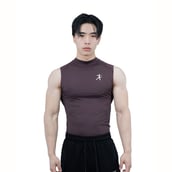 1 - Athflex Men's Sleeveless Hustle Highneck Compression Tank,  XL  Aubergine 
