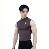 2 - Athflex Men's Sleeveless Hustle Highneck Compression Tank,  Medium  Aubergine 