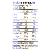 nutritionfactinfo - Capilano Natural Australian Honey,  400 g  Unflavoured 