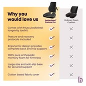 8 - betterhood Coccyx Back Support & Seat Cushion Combo,  Black  for Chair 