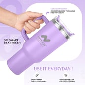 3 - GHC Nutrigize Stainless Steel Tumbler Hot and Cold with Handle and Steel straw, Purple 1.2 L