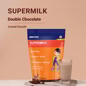 1 - Supermilk Gritzo Overall Growth for Boy 7-12 Yrs Protein & Nutrition Drink Mix,  800 g  Double Chocolate