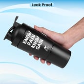 5 - GHC Stainless Steel Shaker Bottle,  Black (with Extra Compartment)  590 ml 