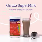 2 - Supermilk Gritzo Height+ for 13+ Yrs Boys Personalized Protein & Nutrition Drink Mix, 400 g Cafe Mocha