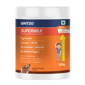 Supermilk Gritzo Growth+(Formerly Height+) for Girl 10 to 12 years,  200 g  Double Chocolate 