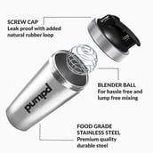 3 - Pumpd Steel Shaker,  Silver  750 ml 