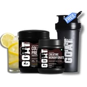 1 - G.O.A.T Fit Colossal Pre Workout 0.39 lb & Creatine Monohydrate 0.22 lb Combo with Free Shaker,  3 Piece(s)/Pack  Masala Lemonade & Unflavoured 