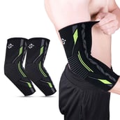 1 - Nivia Knitted Elbow Support,  Black/Green  Large 