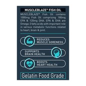 6 - MuscleBlaze Omega 3 Fish Oil (1000 mg) with 180mg EPA and 120mg DHA,  180 capsules 