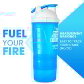 3 - GHC 3-Compartment Shaker Bottle,  Blue & Black  600 ml 