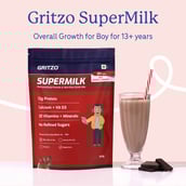 2 - Supermilk Gritzo Overall Growth for Boy 13+ Yrs Protein & Nutrition Drink Mix,  800 g  Double Chocolate