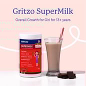 2 - Supermilk Gritzo Overall Growth for 13+ Yrs Girls Protein & Nutrition Drink Mix,  400 g  Double Chocolate