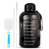 1 - GHC Nutrigize Motivational Gallon Water Bottle, Black with Straw and Cleaning Brush 2.2 L