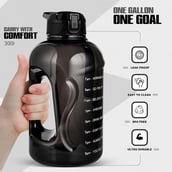 2 - GHC Nutrigize Motivational Gallon Water Bottle, Black with Straw and Cleaning Brush 2.2 L